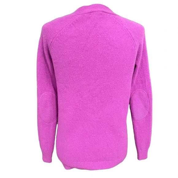 Madewell Wallace Merino Wool Purple Button Down Cardigan Sweater Elbow Patches S - Picture 10 of 11